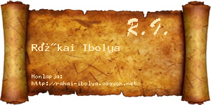 Rákai Ibolya névjegykártya