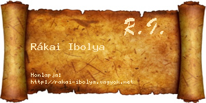 Rákai Ibolya névjegykártya
